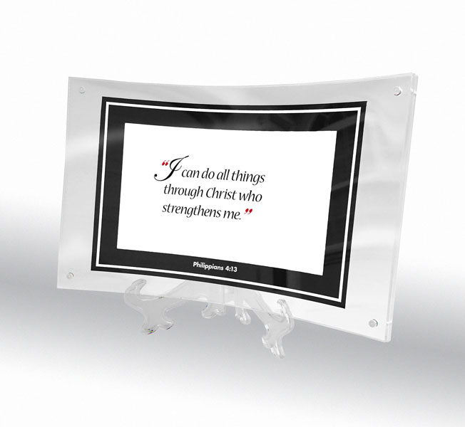 Philippians 4:13 in curved acrylic frame