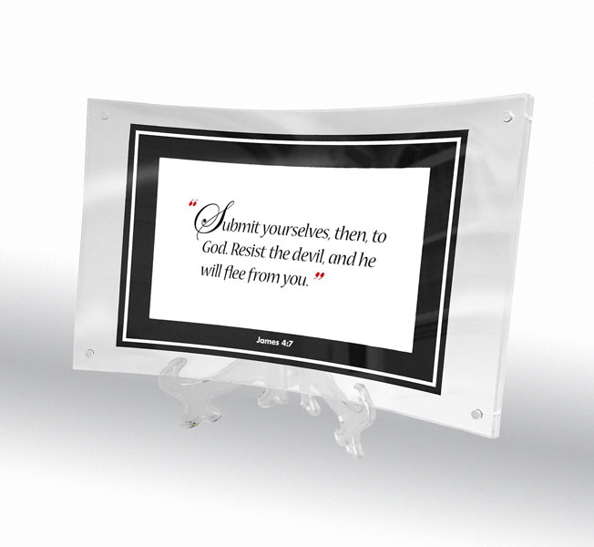 James 4:7 in curved acrylic frame